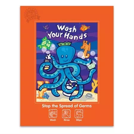 22"W x 28"H Octopus - Wash Your Hands