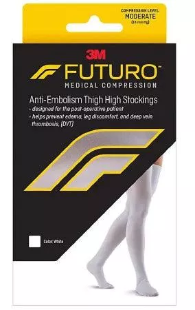 3M Anti-embolism Stocking 3M™ Futuro™ Thigh High Medium / Regular White Closed Toe - M-1084282-4969 - Case of 6