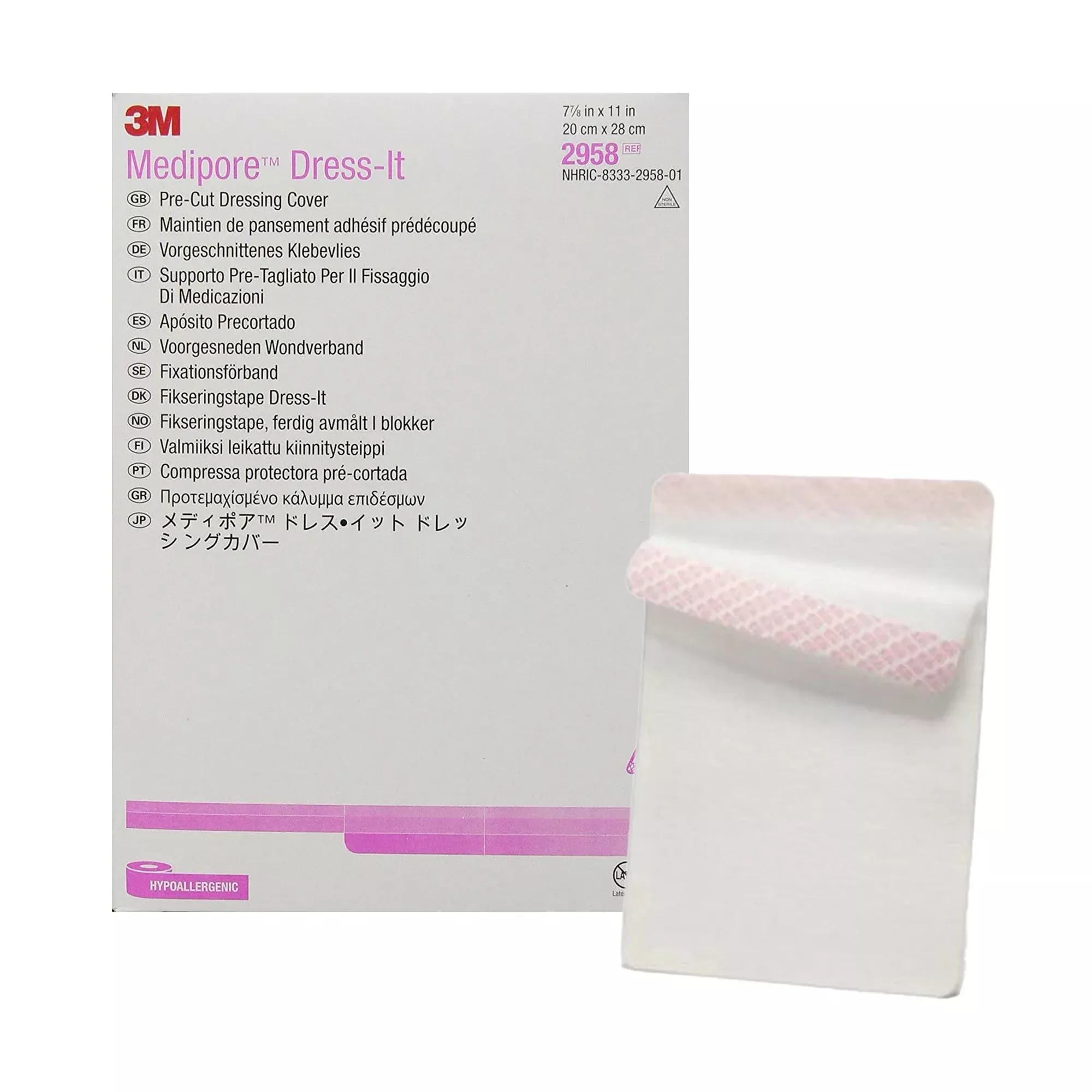 3M™ Medipore™ Cloth Dressing Retention Tape, 7-7/8 x 11 Inch, White