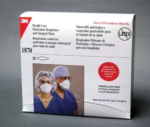 3M , N95 Regular ParticulateRespirator Surgical Mask Flat-Fold/ 3-Panel, 20/bx3M -1870