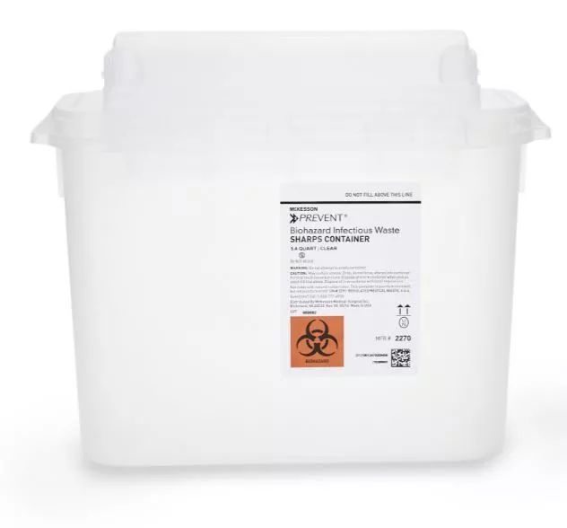 5.4 Quart Prevent White Sharps Container with Counterbalanced Style Lid - 2270