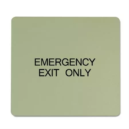 6" x 6" Dark Grey on Alfalfa Plaque with Rounded Corners EMERGENCY EXIT ONLY