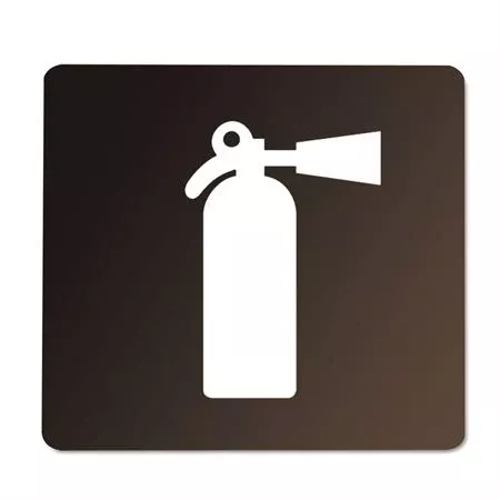 6" x 6" Pearl Grey on Dark Neutral Plaque with Rounded Corners Extinguisher Symbol