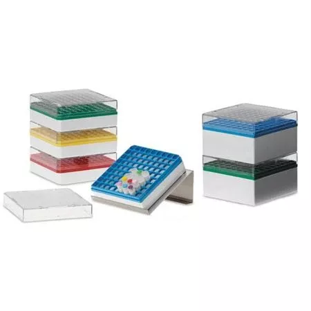 81-Cell Polycarbonate Box For 3mL-4mL Tubes - 3.18"H - Blue only