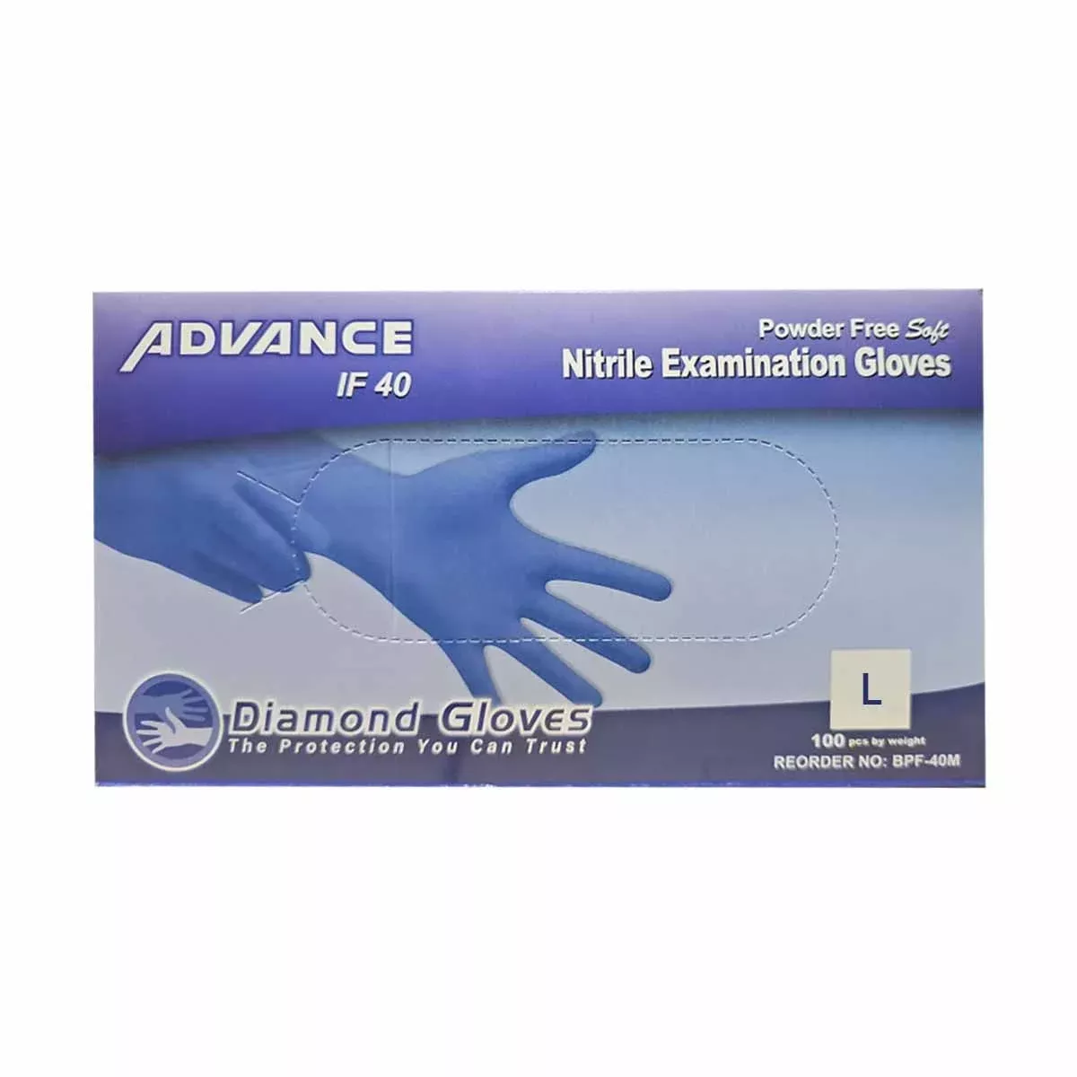 Advance IF40 Nitrile Examination Gloves, Blue - 4 mil (Powder Free)
