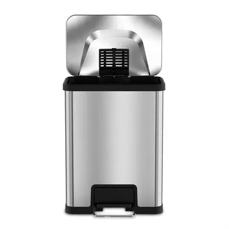 AirStep Technology Step Can 13gal Step Can with AirStep Technology - Stainless Steel with Black Trim - 16.5"W x 10.5"D x 21.5"H