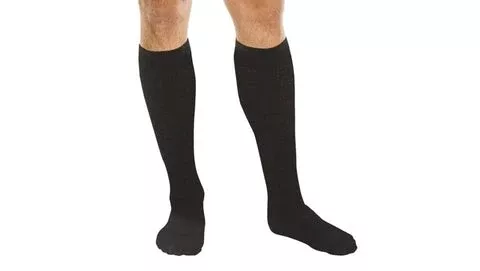 Alimed Compression Socks Core-Spun by Therafirm Knee High Large Black Closed Toe - M-1075497-3188 - Pair