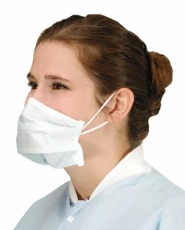Alpha ProTech Surgical Mask Critical Cover PFL Pleated Earloops One Size Fits Most Blue NonSterile ASTM Level 3 - M-419907-3227 - Box of 50