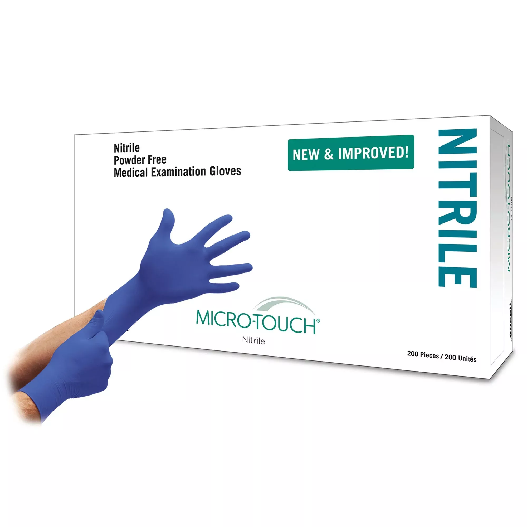 Ansell 6034303 Micro-Touch Nitrile Exam Glove, Large, Blue