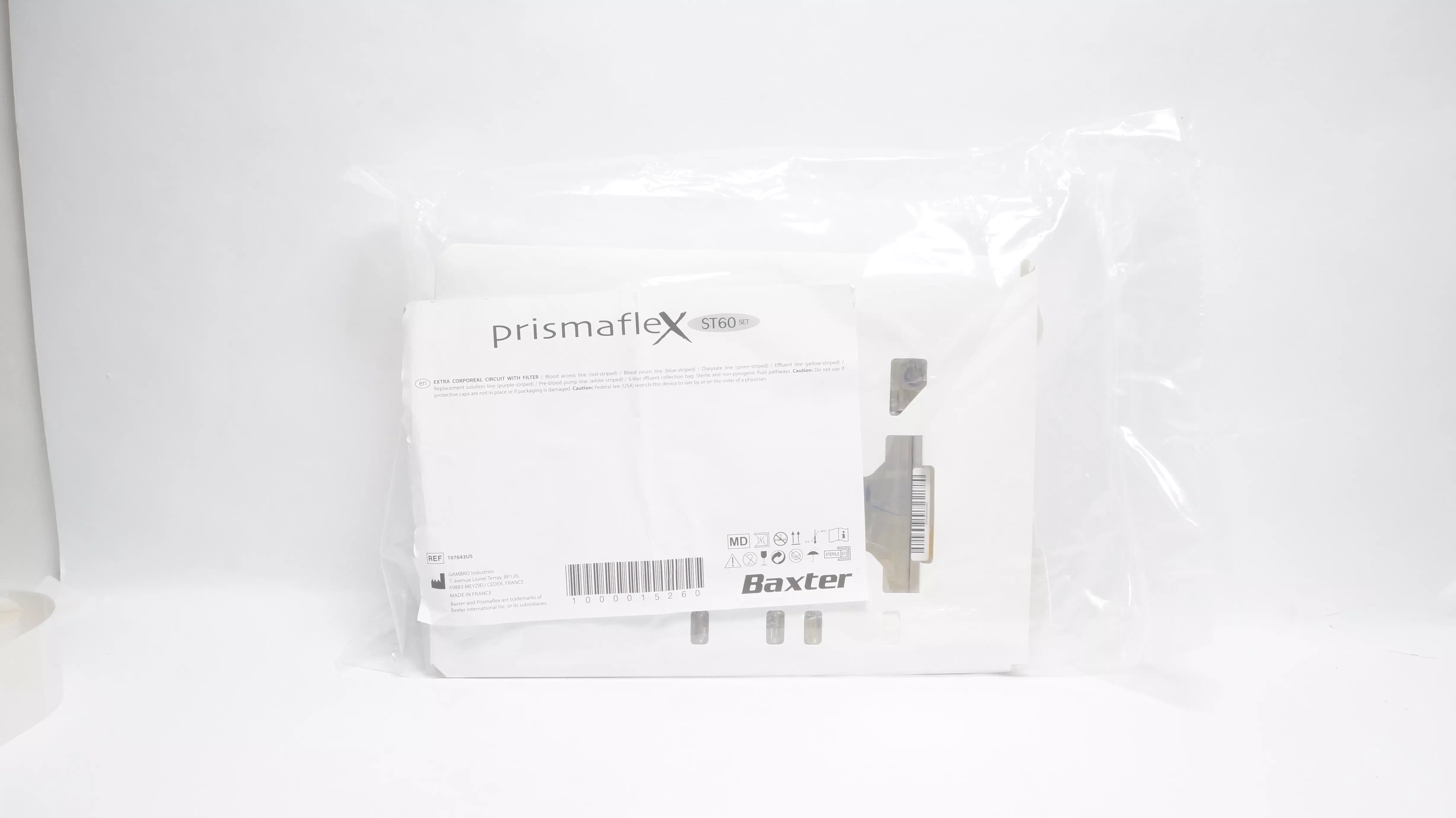 Baxter 107643US PrismafleX ST60Set Extra Corporeal Circuit W/Filter