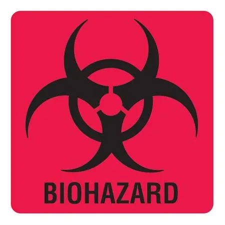 Biohazard Warning Labels Bilingual Biohazard - FL Red - 3"W x 3"H