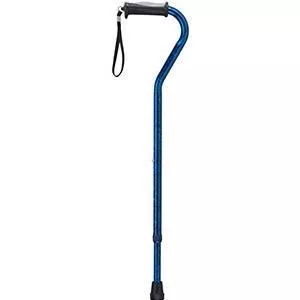 Blue Crackle Design Offset Handle Cane with Gel Grip