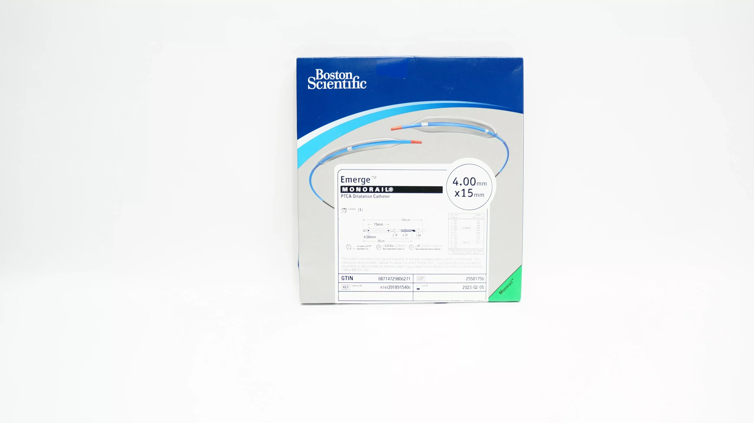 Boston Scientific H7493918915400 Emerge Monorail PTCA Dilatation Cath. 4.00mm x 15mm (x)