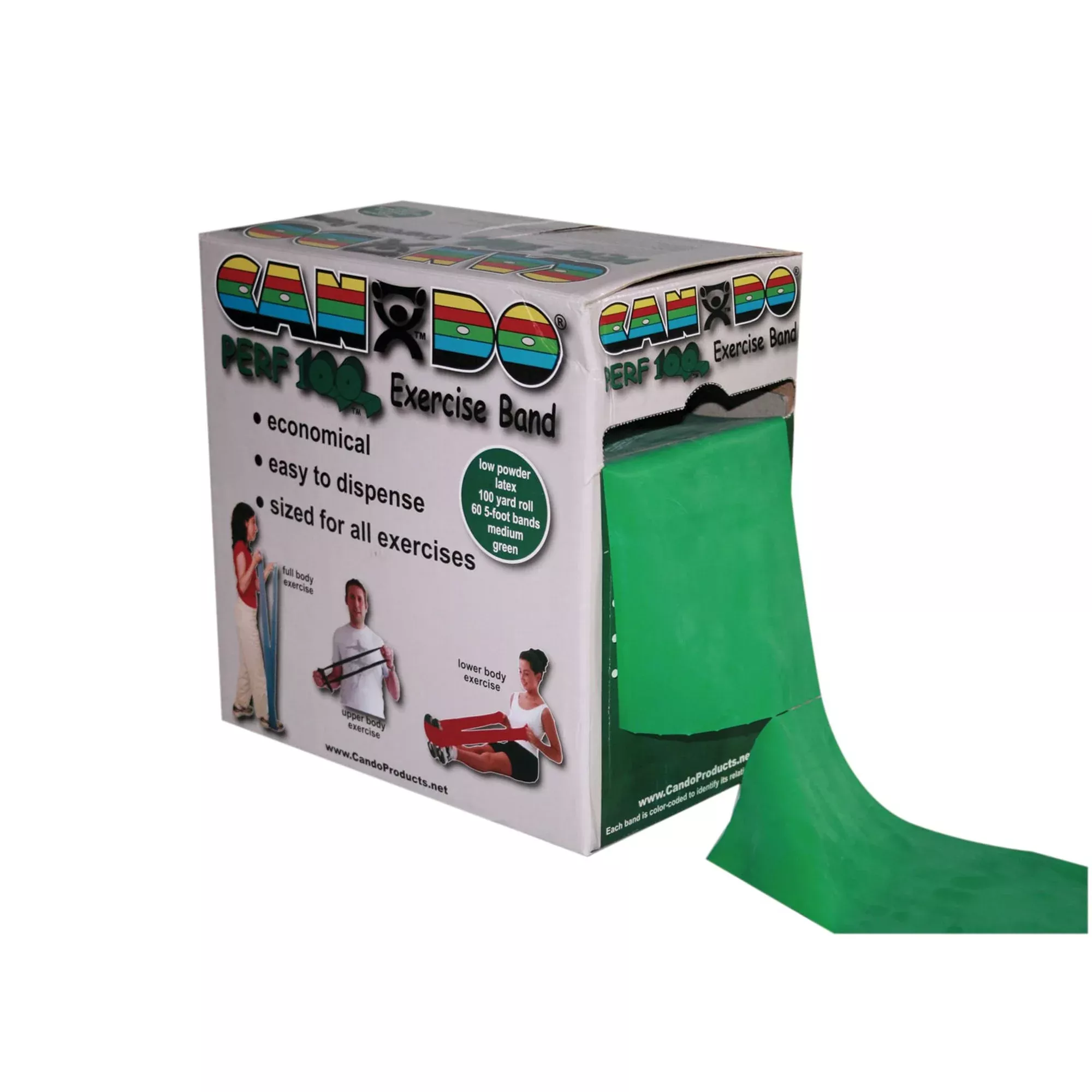 CanDo Perf 100™ Exercise Medium Resistance Band, Green, 5 Inch x 100 Yard