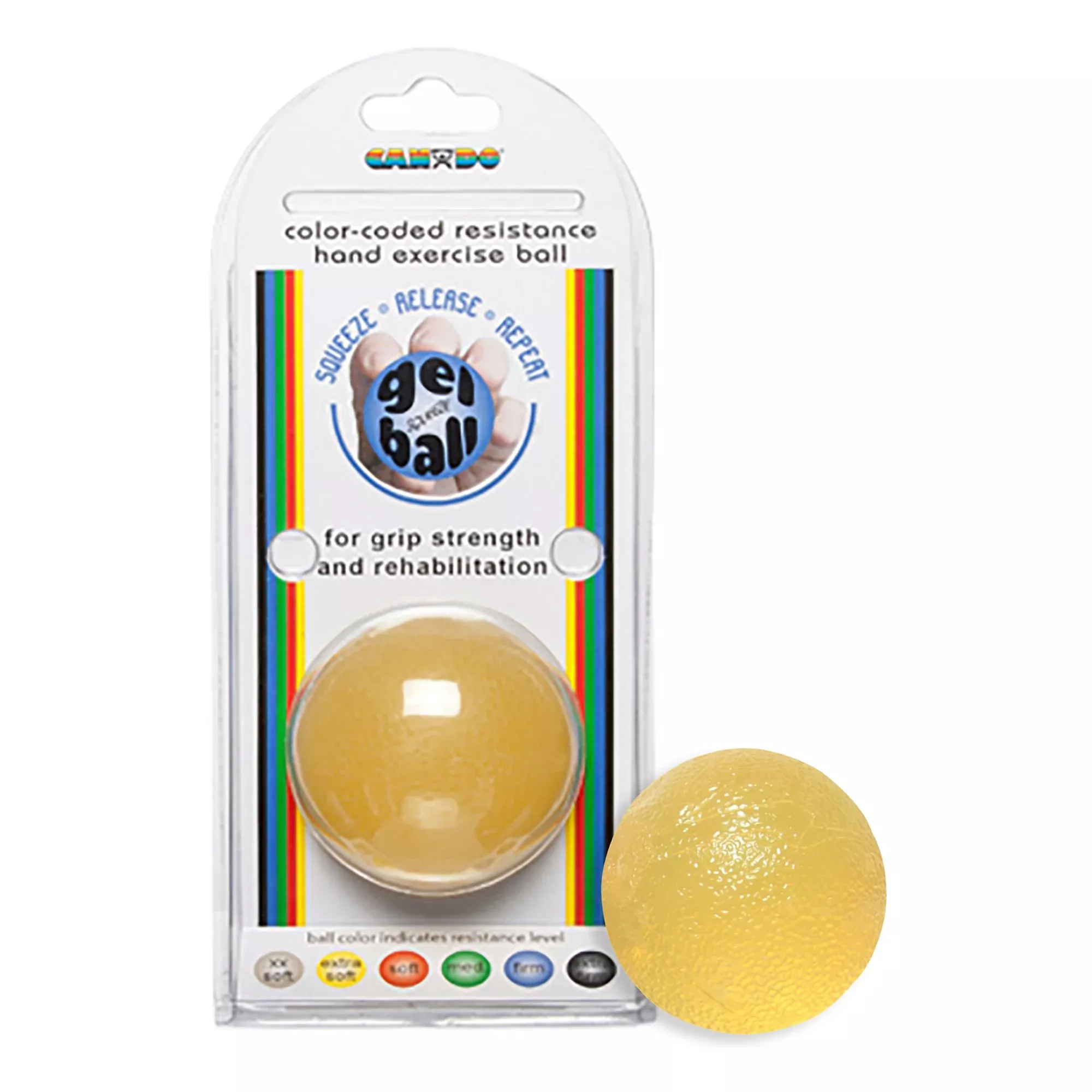 CanDo Standard Gel Squeeze Ball, Yellow, Extra Light