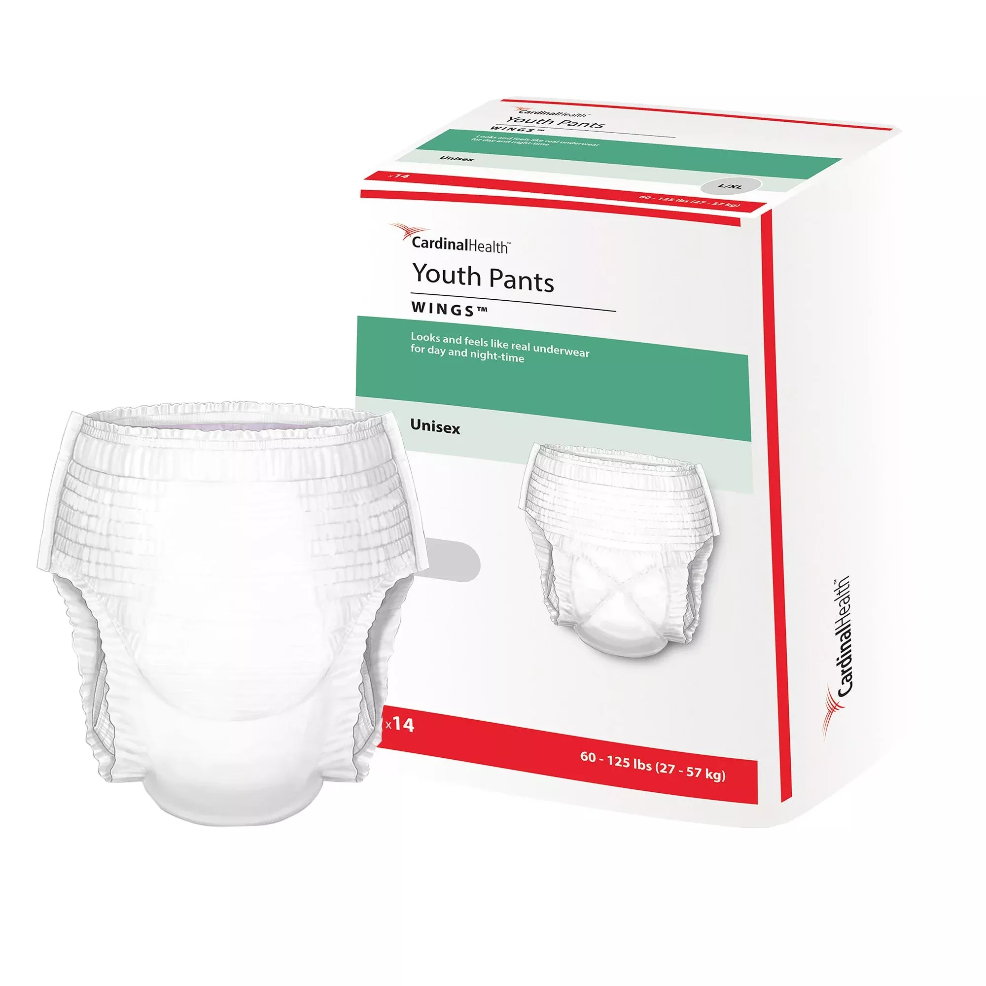 Cardinal 70074A Curity™ Youth Pants Unisex, Large, Heavy Absorbency, 60 – 125 lbs
