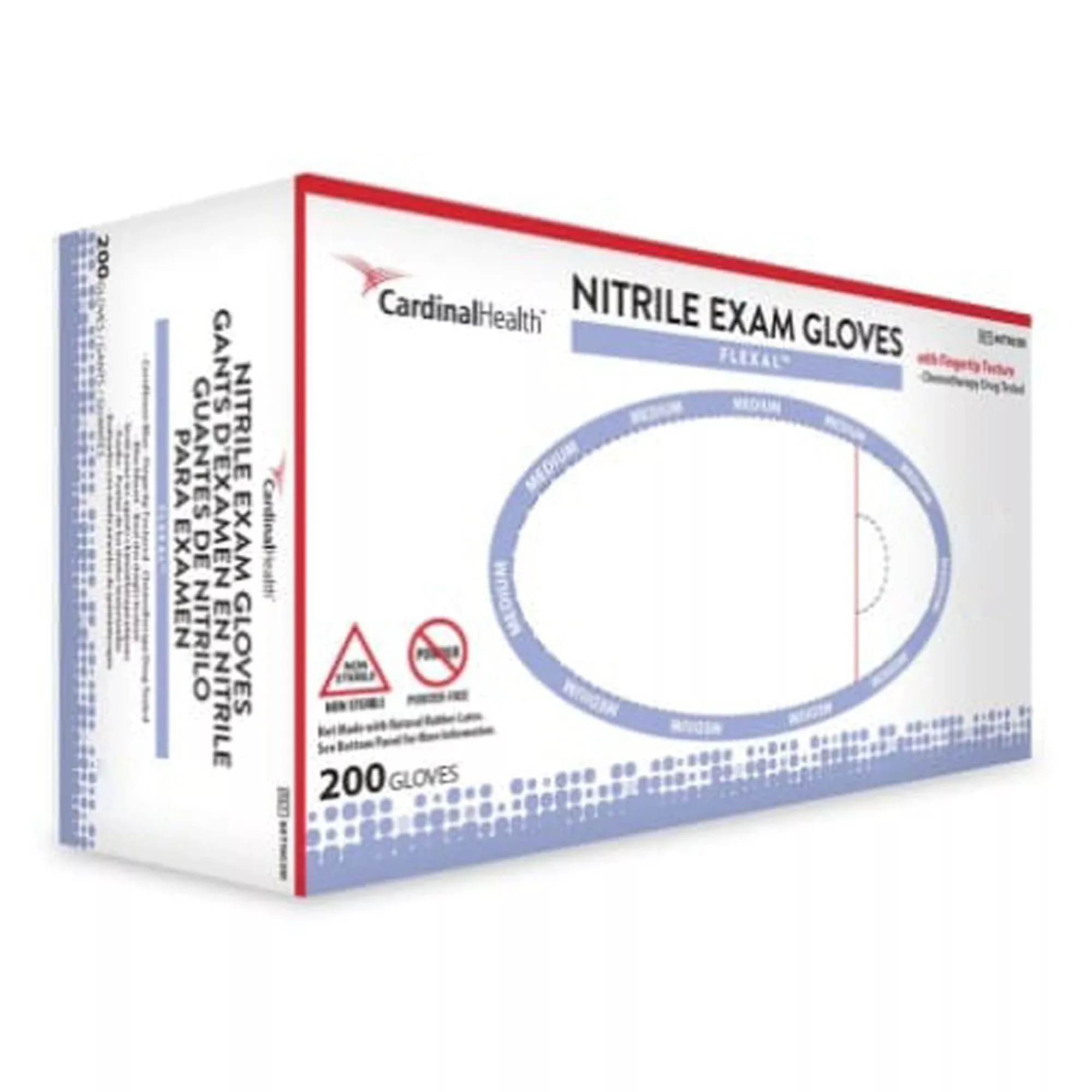 Cardinal 88TN04L Flexal Nitrile Exam Glove, Large, Blue