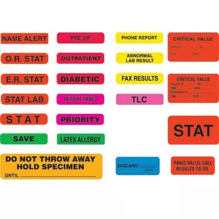 Clerical Labels DO NOT THROW AWAY HOLD SPECIMEN UNTIL __" - Gold with black text - 3.5"W x 0.875"H