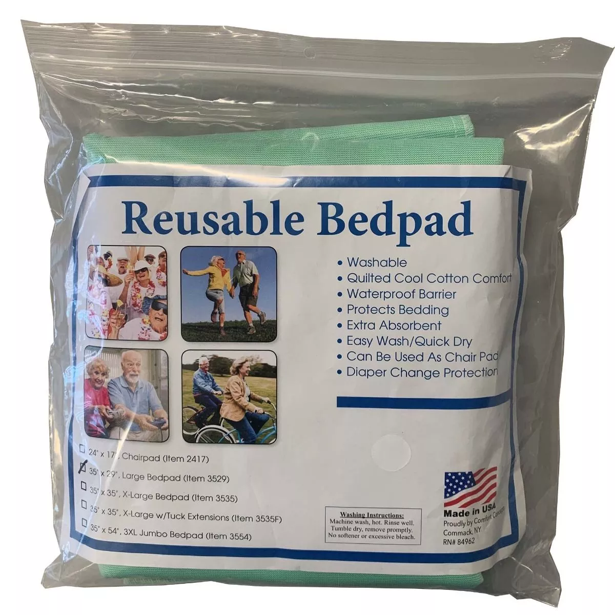 Comfort Care Bed Pads, Quilted Washable