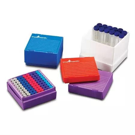 Corrugated Polypropylene Freezer Box Available in Blue, Natural, Purple or Red For 5mL Tubes - 25 place