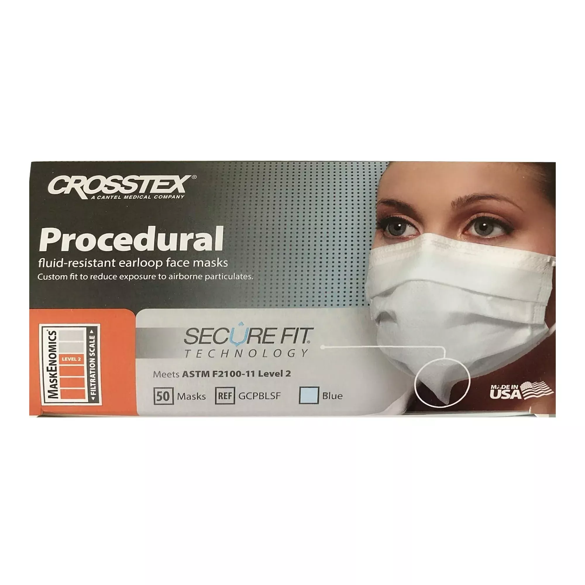 Crosstex Procedural Mask with Secure Fit, Blue