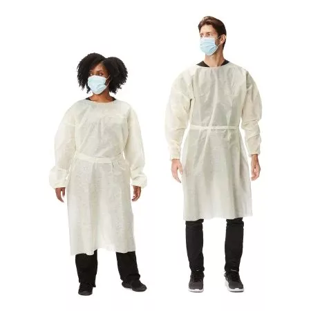 Cypress Protective Procedure Gown Large Yellow NonSterile AAMI Level 2 Disposable - M-1166167-1627 - Bag of 10