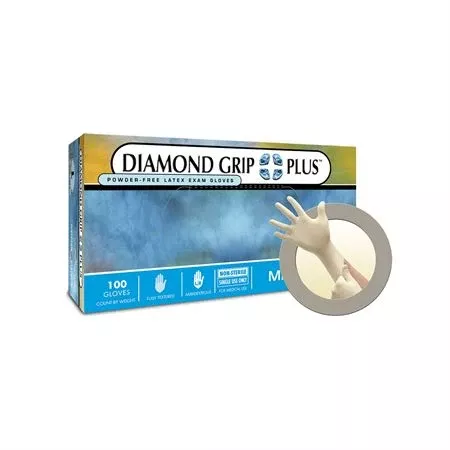 Diamond Grip Plus Powder Free Latex Exam Gloves Large