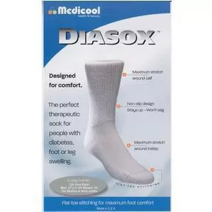 Diasox Seam-Free Diabetes Socks Large, White
