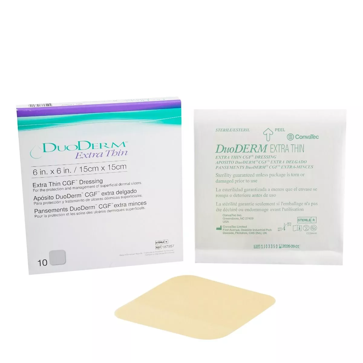 DuoDERM Extra Thin 187957 | Square: 6 x 6 Inch by ConvaTec