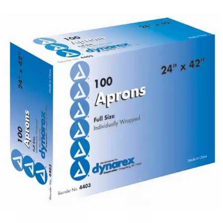 Dynarex General Purpose Apron Dynarex White Disposable - M-687760-1654 - Box of 1