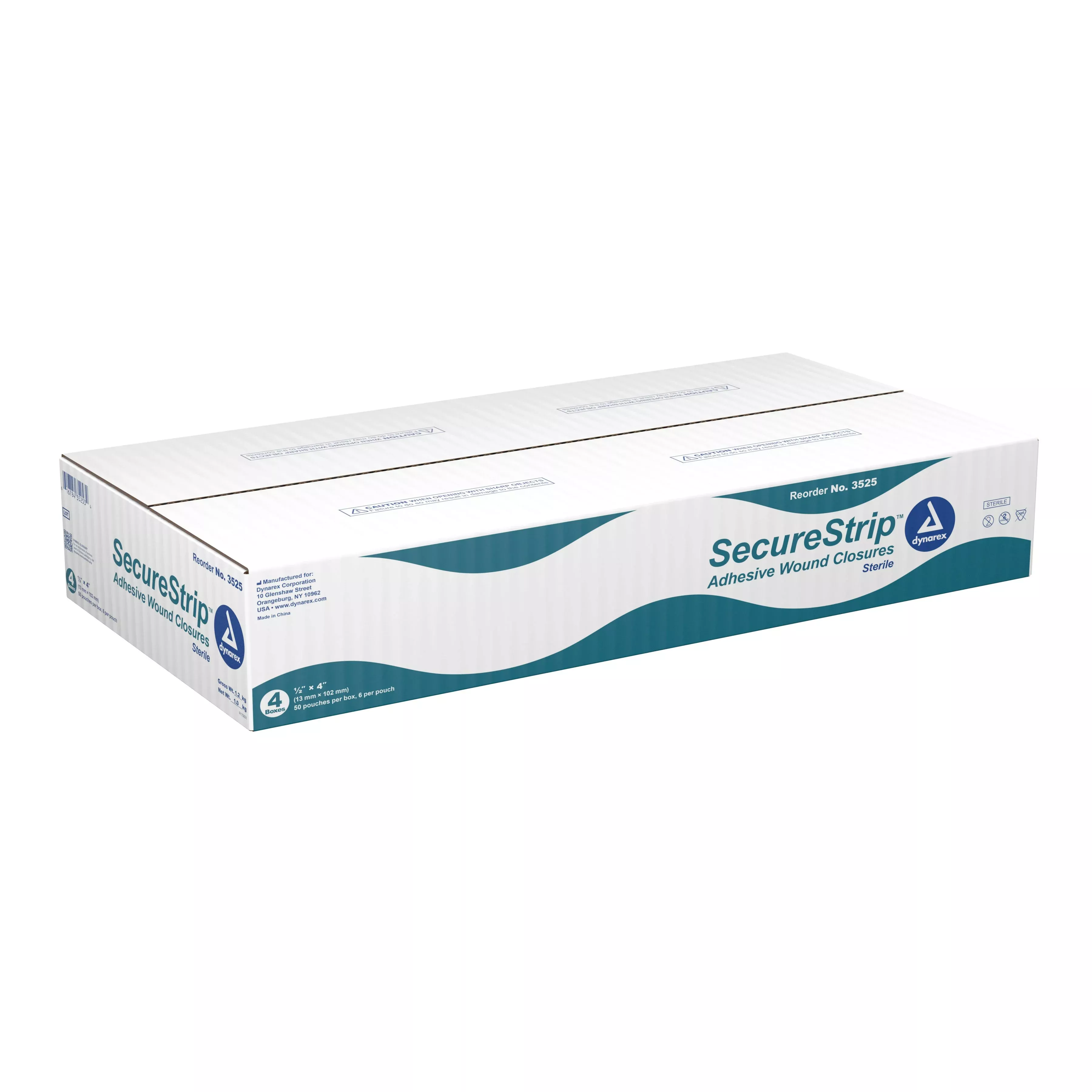dynarex Secure Strip™ Adhesive Wound Closure Strip, ½ by 4 Inches