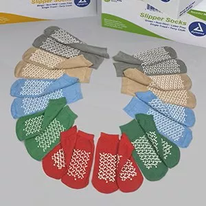 Dynarex Slipper Socks Soft Sole Large Blue Ankle High - M-826645-4657 - Case of 48