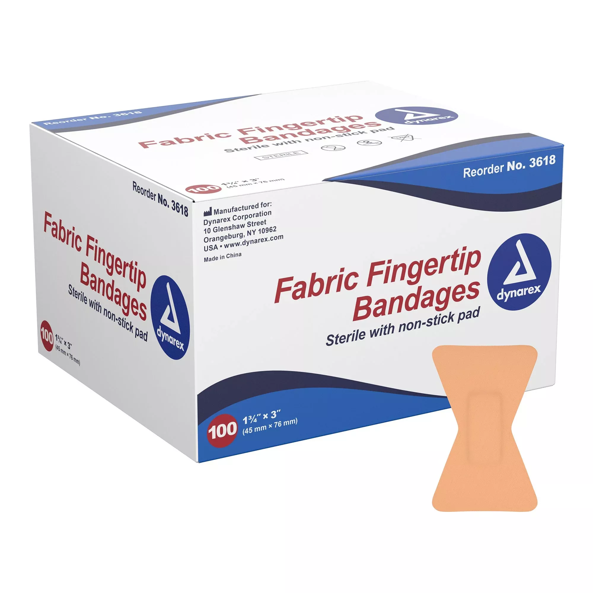 dynarex Tan Adhesive Fabric Bandage, 1 x 3 Inch