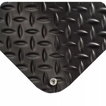 Electrically Conductive Anti-Fatigue Mat Diamond Plate Black 2' x 3'