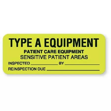 Equipment Service and Inspection Labels Inspected: Non-Patient Areas" Label - Fluorescent Orange - 2.25"W x 0.875"H