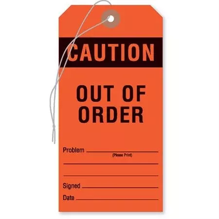 Equipment Tags Caution: Out of Order" Tag - Red