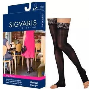 EverSheer Thigh High with Grip-Top, 20-30, Medium, Long, Open, Black