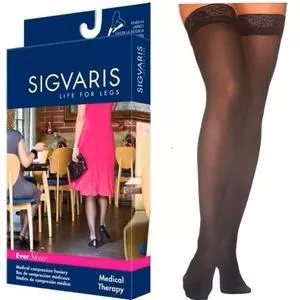 EverSheer Thigh-High with Grip-Top, 30-40, Large, Long, Closed, Black