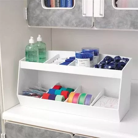 Fixed Compartment Bench Bin 5 Bins and 1 Shelf - 12"W x 10"D x 16"H