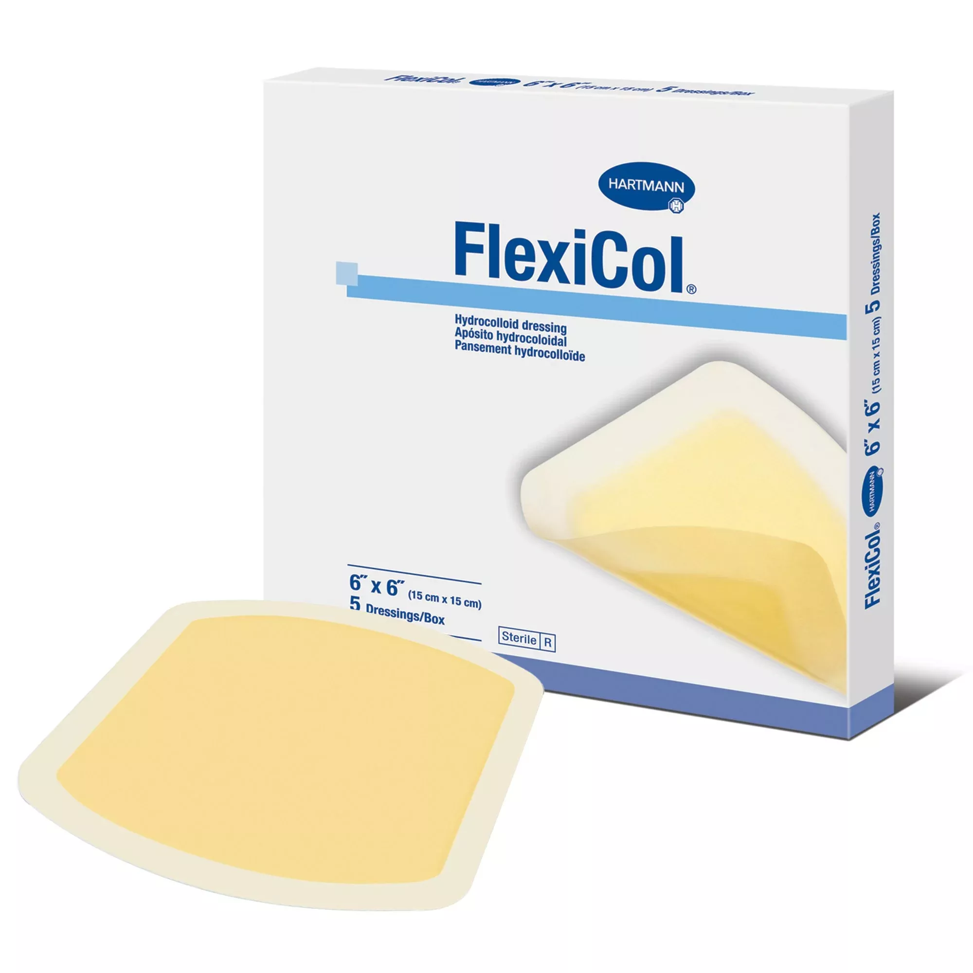 FlexiCol Hydrocolloid Dressing, 6 x 6 Inch