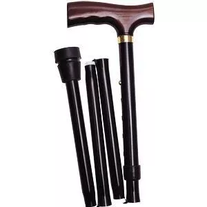 Folding Travel Cane with Fritz Handle, Black, 33" - 37"
