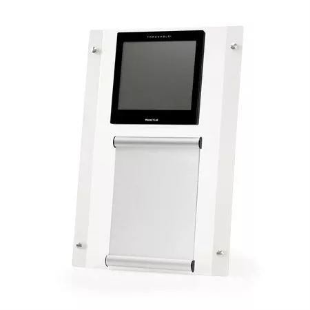 Frosted Acrylic Clock with Document Holder or Dry-Erase Board 15.75"Wx23"H Clock w/ Document Holder or Dry Erase Board
