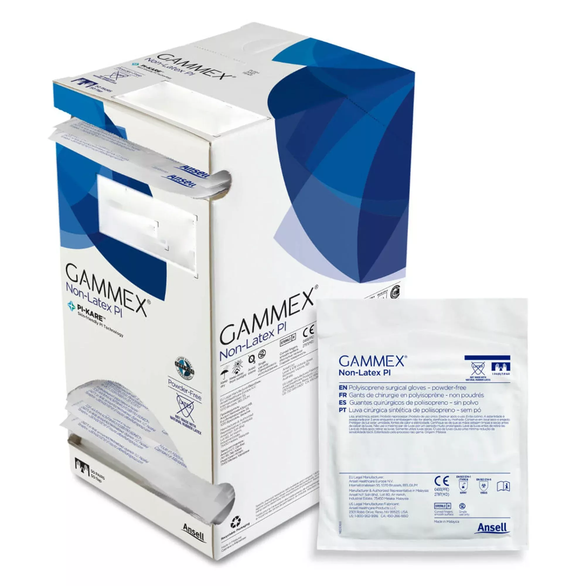 Gammex Non-Latex PI Micro Polyisoprene Surgical Glove, Size 7, White