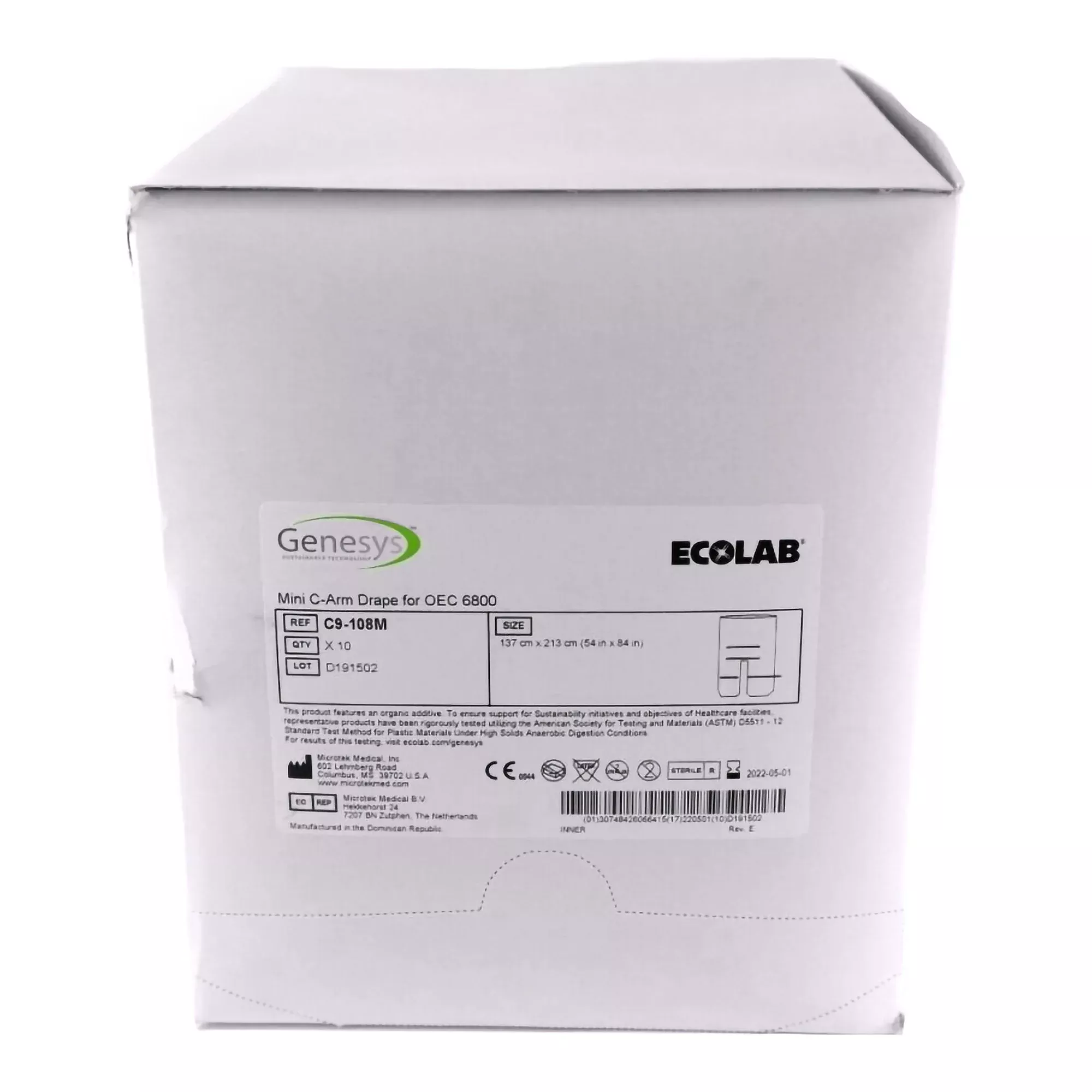 Genesys™/Ecolab Mini C-Arm Drape for GE OEC 6800, 54 x 84 Inch