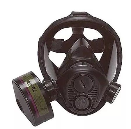 Grainger Survivair Opti-Fit™ Gas Mask NIOSH Full Face 5 Point Adjustable Head Strap Large Black / Gray - M-1049431-3768 - Each