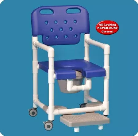 IPU Commode / Shower Chair Elite Fixed Arm PVC Frame With Backrest - M-983967-102 - Each