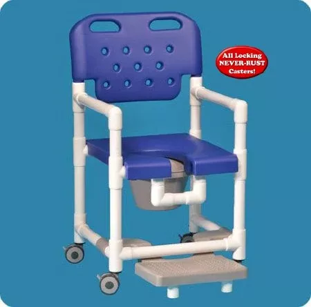 IPU Commode / Shower Chair Elite Fixed Arm PVC Frame With Backrest - M-983968-3779 - Each