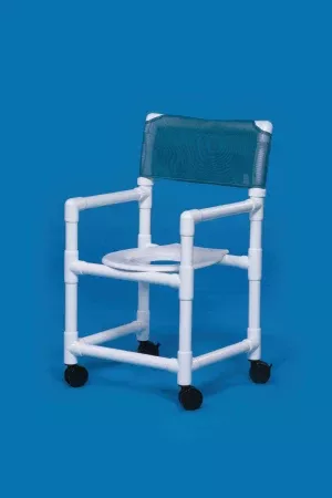 IPU Commode / Shower Chair Standard Fixed Arm PVC Frame Mesh Back 17-1/4 Inch Seat Width - M-701018-4579 - Each