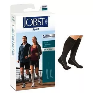 Jobst Sport Sock Knee-High, 20-30, Closed, Cool Black, Medium