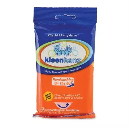Kleenhanz 15 Count On-The-Go Wipe Pack - 4.7" x 7.2